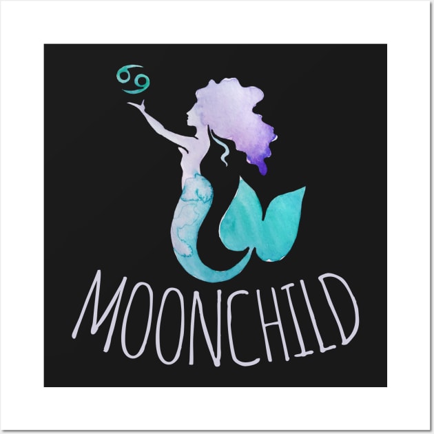 Moonchild cancer zodiac mermaid Wall Art by bubbsnugg